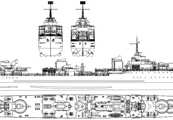 Корабль NMF Le Terrible [Destroyer Leader] (1936) - чертежи, габариты, рисунки